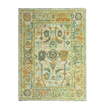 5'x7'1" Tan Brown Hand Knotted Oushak with Exposed Warps Distressed Wool Rug
