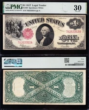 AWESOME Crisp Choice VF++ 1917 $1 SAWHORSE US Legal Tender Note! PMG 30! 53353A