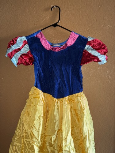 Snow White Girls Dress Costume Blue Bodice Yellow Skirt Red/Blue Puff Sleeves