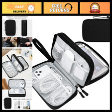 Large Travel Tech Organizer Pouch Bag - Electronic Accessories Storage Case, Bla