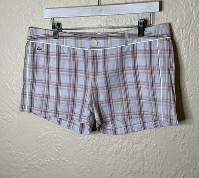 Lacoste Plaid Shorts Womens 42 Fits Purple Pockets 4  Inseam
