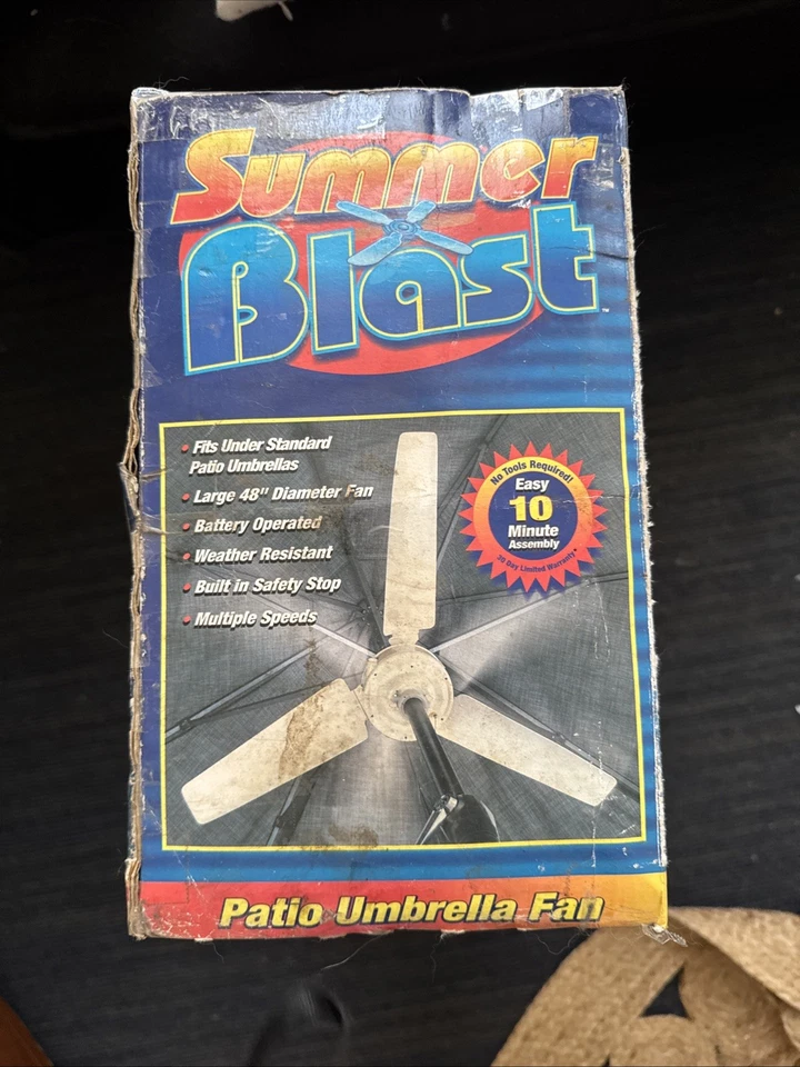 Ventilador de paraguas de patio Summer Blast 48" a batería, nuevo stock antiguo Foto 4 de 4
