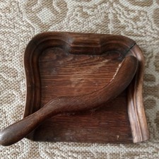 Antiker Holztisch Brotkrume Butler Tablett Schaufel Pick Up Kehrschaufel mit Bürste 