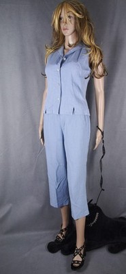 100% Seide Kostüm 2PC Woven Silk Capri Suit Tommy Bahama Baby Blue Gr S