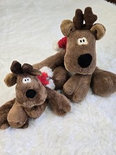 Vintage Hallmark Rodney Reindeer Large Stuffed Christmas Bean Plush W/ Red Scarf