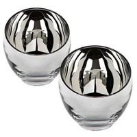 Fink Silberne Teelichthalter Ø 11Cm 2-Teilig Glas Windlicht 2Er Kerzenhalter Set