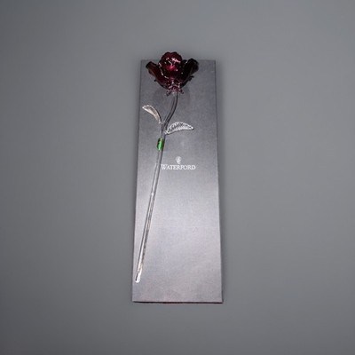 Waterford Art Glass Red Rose Crystal Gifts Fleurology 14.5'' 40001550