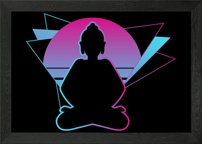 Buddha Vaporwave Buddha Yo Framed Wall Art Poster Canvas Print Picture