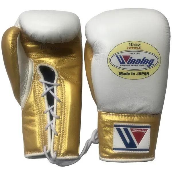 Winning Boxing Gloves 10oz MS-300 White & Gold String Type NEW