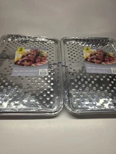 Pack of 4 Disposable Aluminum Broiler Pans Good for BBQ, Grill Liner Topper 