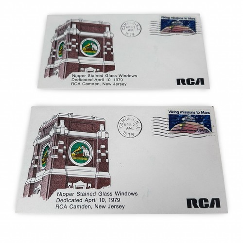 Vintage 1979 RCA Nipper Stained Glass Windows Camden NJ Envelopes Set of 2
