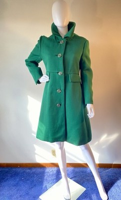 Vintage Emerald  Green Fitted Wool Ladies Coat C1960 s By Al Baskin, Good Con