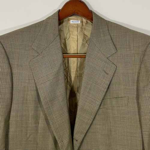 BRIONI Glen Plaid Wheat Brown 3/2 Roll Sport Coat 44L Blazer Jacket - Picture 3 of 13