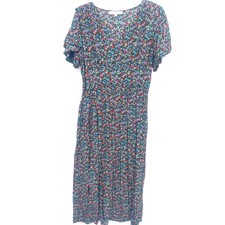 LOFT Women Dress 8 Black Floral Flutter Sleeve Pleated Midi Cottagecore Garden