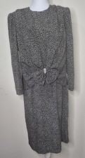 Vintage Long Sleeve Dress Black White By David Size 10