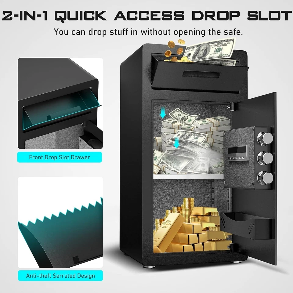 6.5 Cu Safe Box, Large Drop Safe for Business, Money Box with Digital Keypad - Image 4 of 4