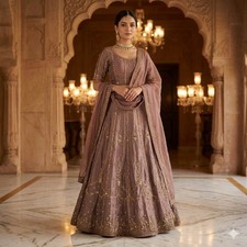 Sanskriti Vintage Purple Art Silk Stitched Lehenga India Hand Embroidery Zardozi