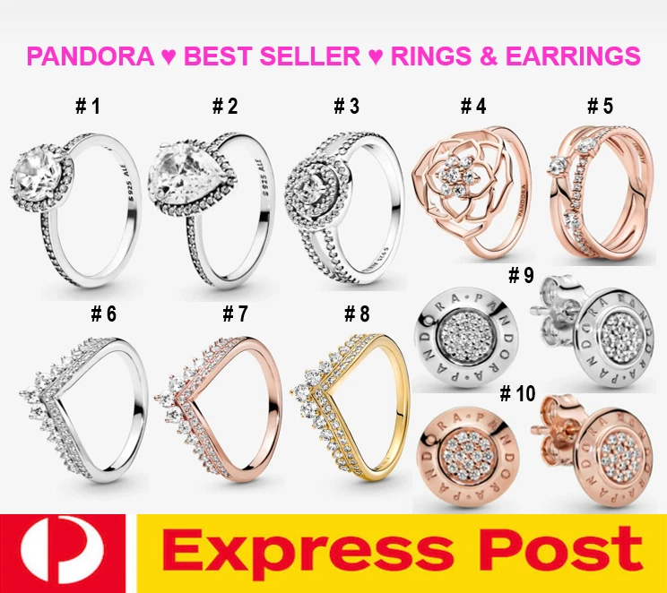 Pandora Sparkling Halo Teardrop Rose Triple Band Princess Wishbone