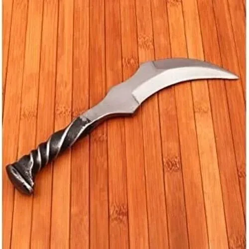 Locomotive Reaper Hand Forged Railroad Spike Knife with Leather Overall 10"