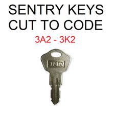 Sentry fire safe - chest - box keys cut to code number - 3A2 to 3K2