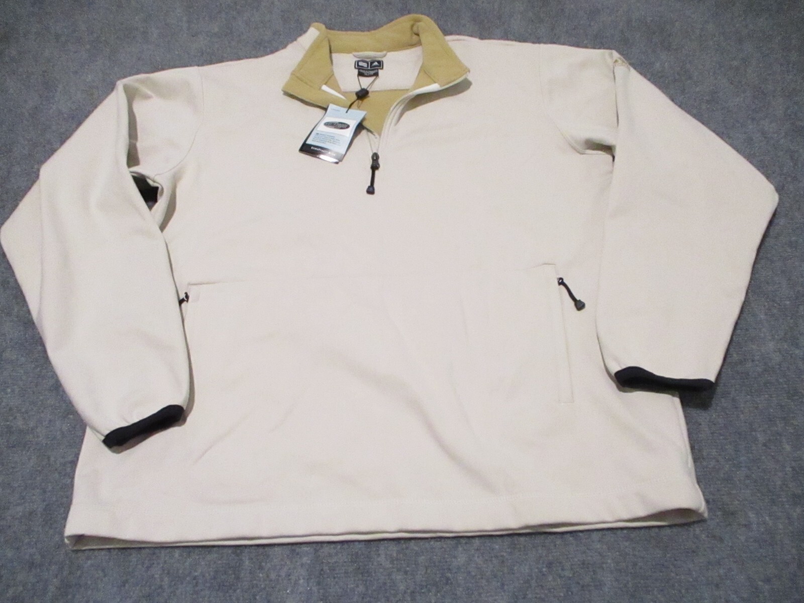 Adidas Men's XL Beige ClimaProof Wind-Resistant Softshell 1/2 Zip Pullover Jacket