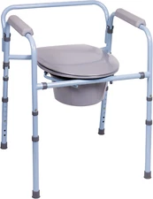 3-In-1 Folding Bedside Commode - Porta Potty for Adults - Portable Toilet for Ca