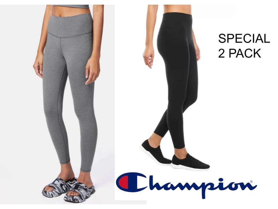 2-PACK Women\'s Champion Soft touch Leggings Gray and Black High-Rise Combo  | eBay