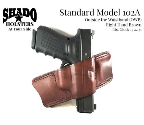 SHADO Leather Holster Model 102A RH Brown OWB fits Glock 17 22 31 Brand Products