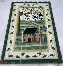 PRIMITIVE FOLK ART BEADBOARD HAND PAINTED FARM Barn PLAQUE SIGN