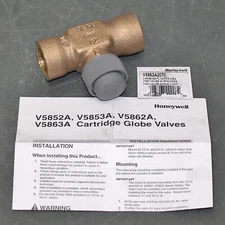 Honeywell Hydronic Globe Valve V5862A2070, 2 Way, 3/4" x 3/4" FNPT, Brass