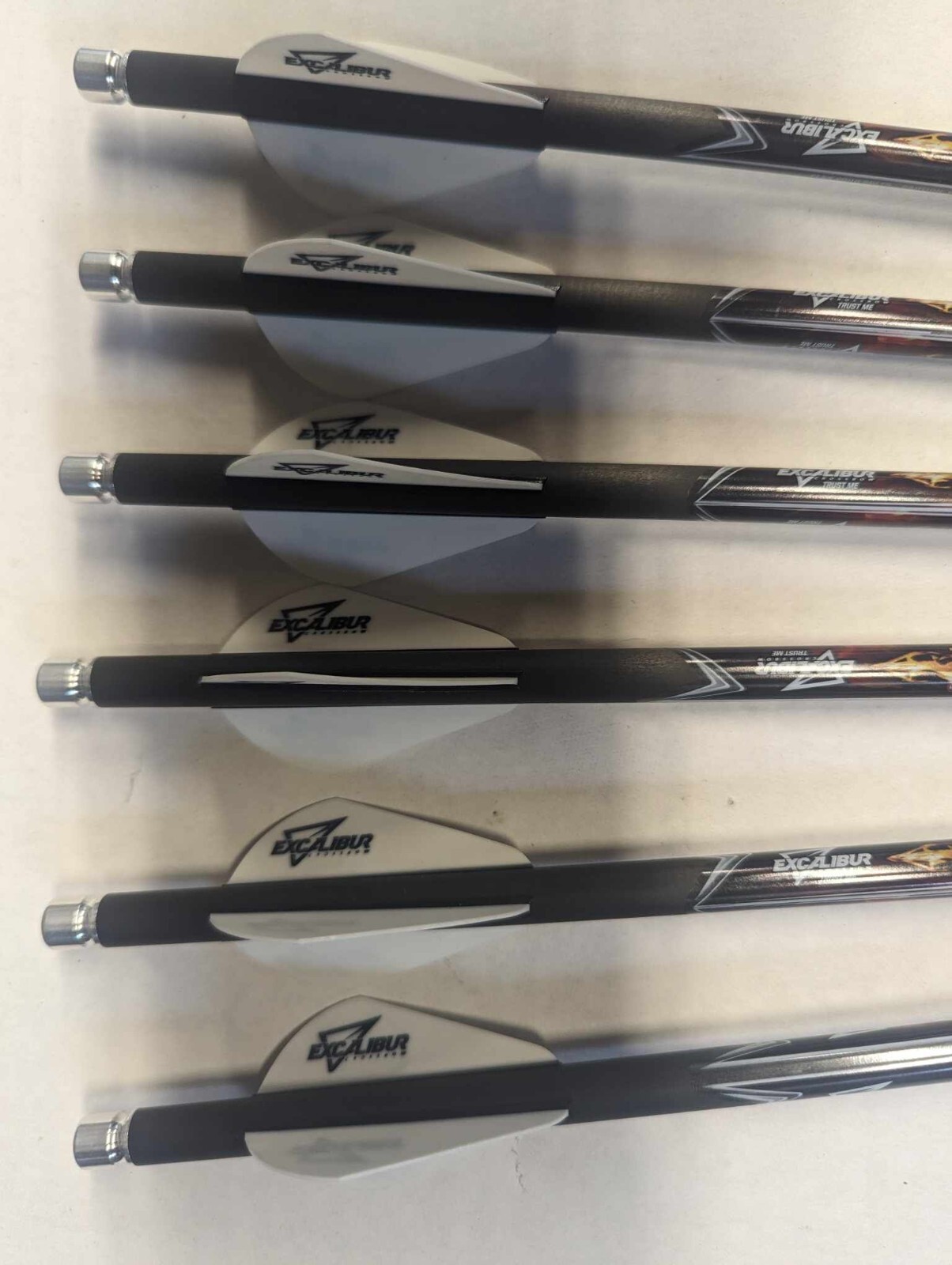 6 Excalibur Diablo Carbon Crossbow Bolts w/ Blazers! 18" black eagle