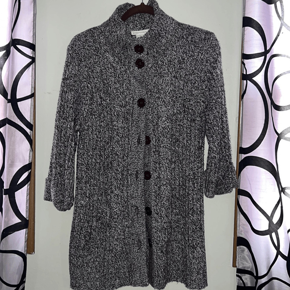 Reference Point Multi-Color Brown Button Down Car… - image 1