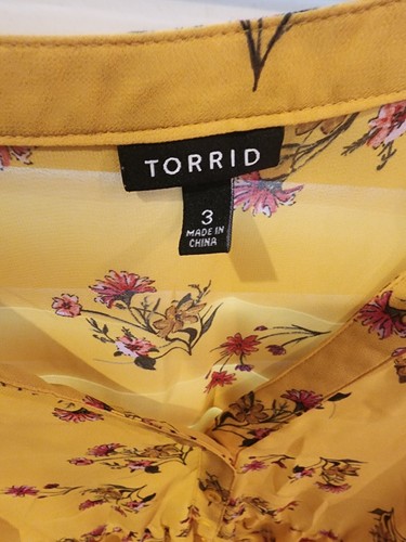 TORRID Floral PRINT BABYDOLL CHIFFON FEMME TUNIC PLUS SIZE 3 SHORT SLEEVE - Picture 2 of 2