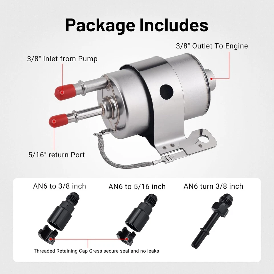 6AN Fuel Line Kit with LS Swap Fuel Filter Regulator 58PSI 6AN CPE Hose Braided - Image 3 of 4