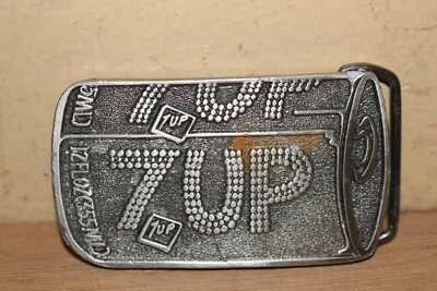 Original Vintage 7Up 7 Up Soda Pop Metal Belt Buckle Sign