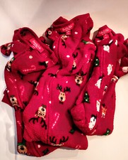 Family PJ'S Lot of 3 Cuddly Footed Christmas Pajamas 12m 24m  2T Preowned