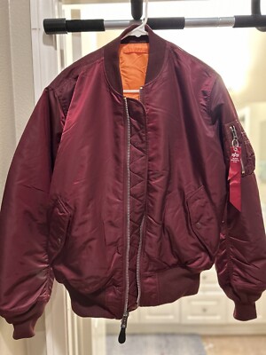 Alpha Industries - Maroon MA-1 Bomber Jacket - Medium | eBay