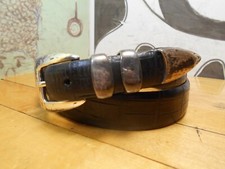 Black Leather Belt Size 38 Embossed Leather