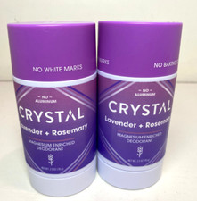 Lot 2 Crystal Deodorant Magnesium Enrich Lavender  Rosemary 2.5oz NO white Mark