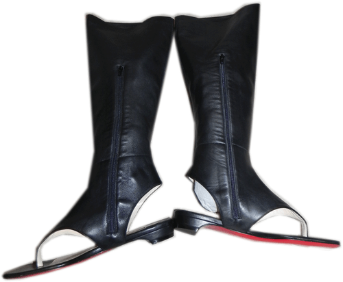 Christian Louboutin Gladiator Sandals Thongs Flats Black Leather Booties 35.5 - Picture 6 of 10