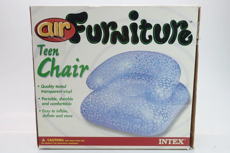 Silla adolescente Intex 2000 NOS Air Furniture lunares azul claro capacidad 176 libras Foto 2 de 4