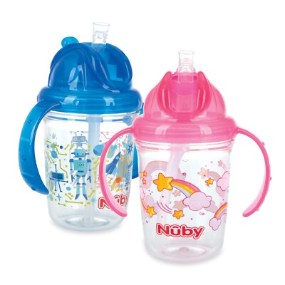 Nuby Flip N Sip Cup with Soft Trainer Straw No Spill No Leak