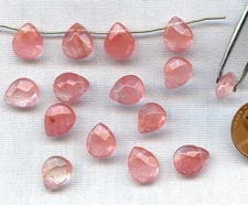 12 Vintage Glass Rose Crystal Givre Faceted Briolette 11mm Drop Bead Charms 2338