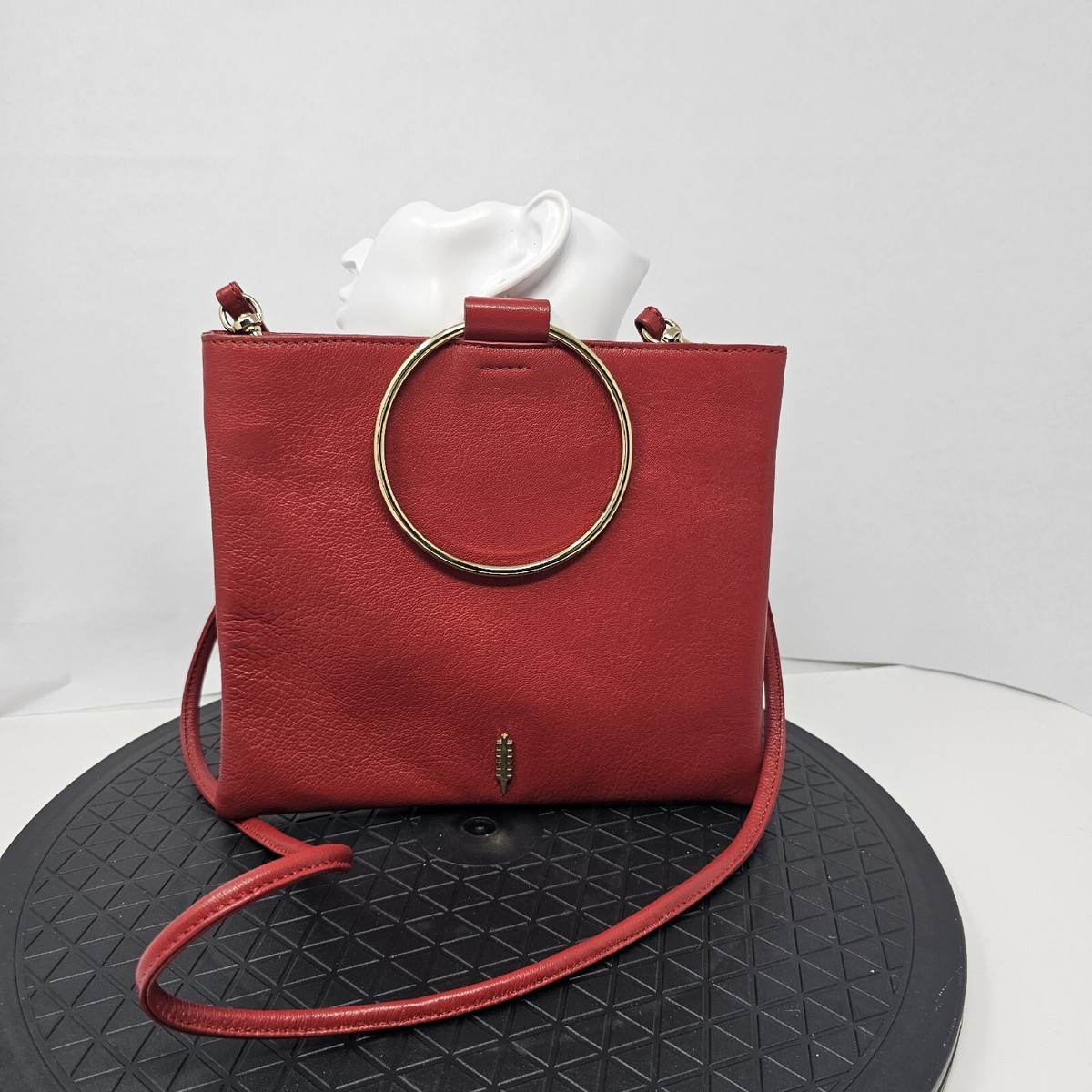 THACKER Women Size M Red Leather Handbag With Crossbody Straps