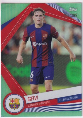 Topps FC Barcelona Fan Set Soccer 2023 BAR-8 Gavi Aqua 386/399 | eBay