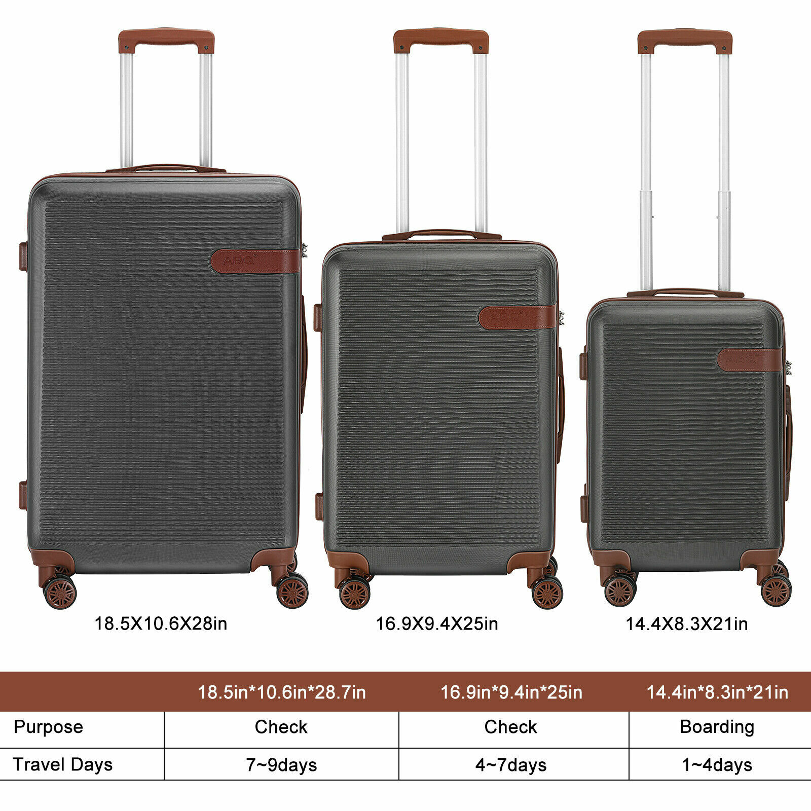 3 Piece Business Luggage Set Hardshell Suitcase Spinner Lightweight W