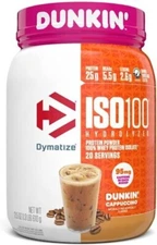 Dymatize ISO100 Hydrolyzed Whey Isolate Protein Powder Dunkin Cappuccino