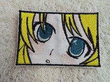 Teal ANIME EYES Yellow Hair 4" Embroidery Iron-on Patch E8 