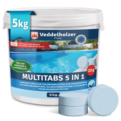 5 kg Multitabs 5 in 1 Chlortabletten für Pool als 20g Tabletten langsam löslich