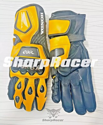 Honda Motorcycle Motorbike Racing Leather Gloves